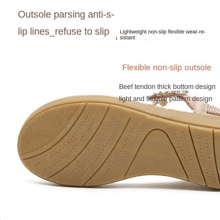 OCW Summer Round Toe Sandals For Women Soft Rhinestone Roman Crystal Platform OCWShoes