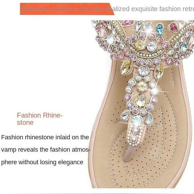 OCW Summer Round Toe Sandals For Women Soft Rhinestone Roman Crystal Platform OCWShoes