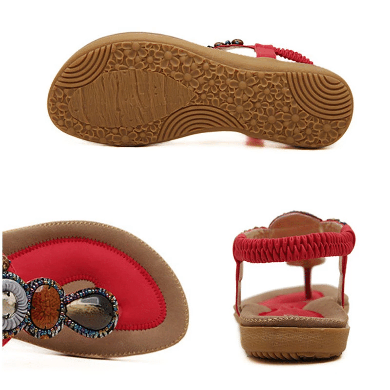 OCW Women Sandals Rhinestones Flat Cushiony Sole Anti-skid Bohemian Trendy OCWShoes