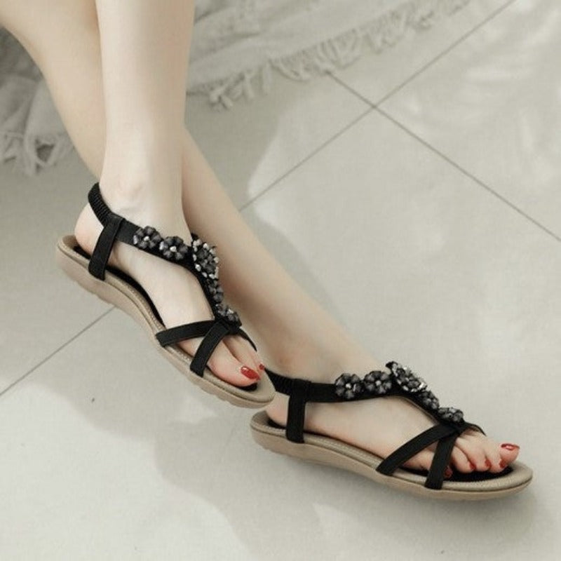 OCW Best Sandals For Walking Women Flower Band Flat Ankle Support Trendy Summer OCWShoes