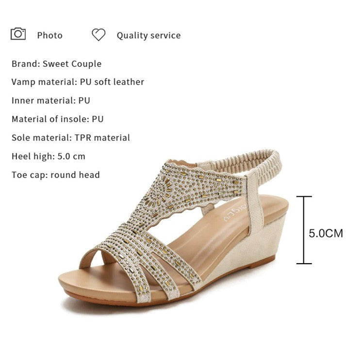 OCW Rhinestone Sandals For Women High Heel Soft Leather Crystal OCWShoes