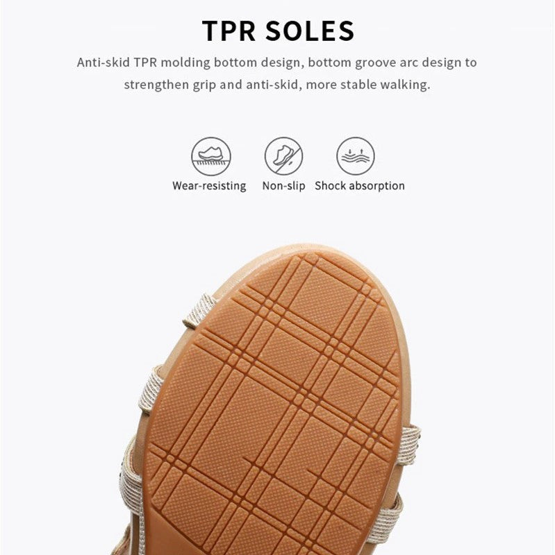 OCW Rhinestone Sandals For Women High Heel Soft Leather Crystal OCWShoes