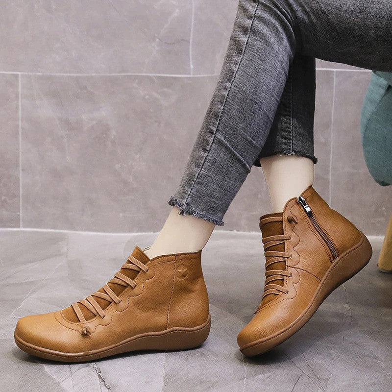 Women Orthopedic Boots Leather Waterproof Vintage Keep Warm OCWShoes