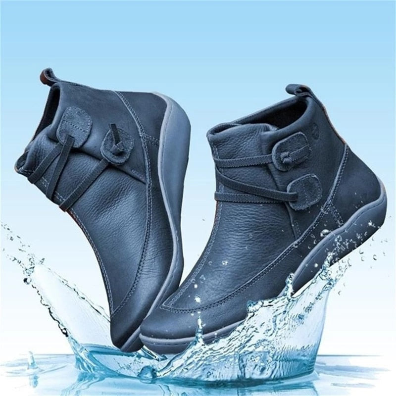 Women Snow Ankle Boots Leather Winter Orthopedic Shoes OCWShoes