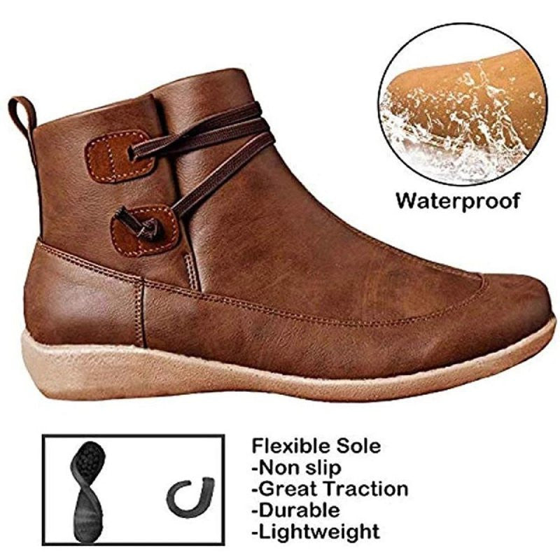 Women Snow Ankle Boots Leather Winter Orthopedic Shoes OCWShoes