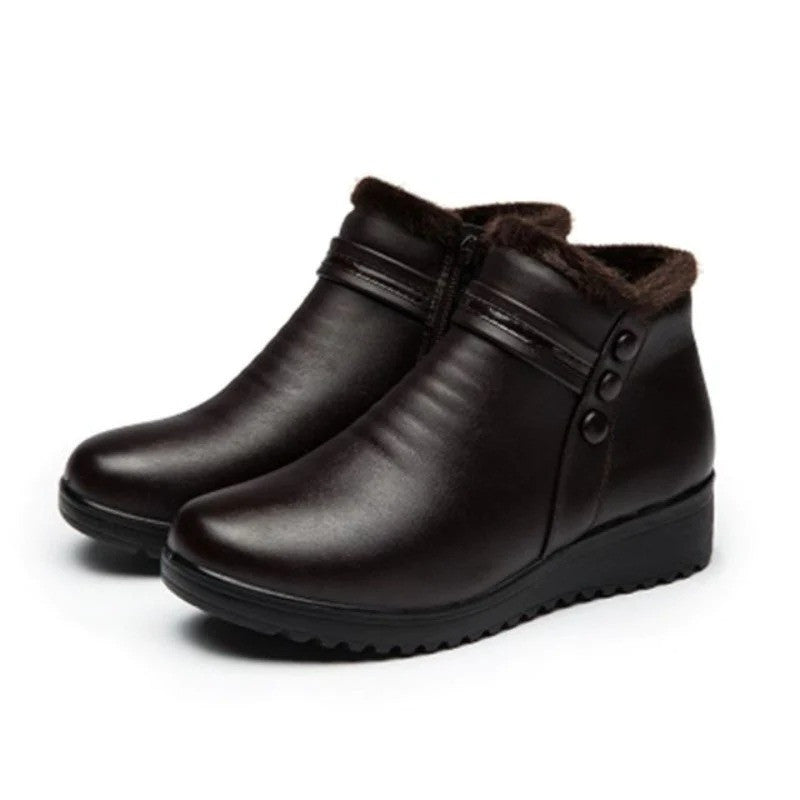 Snow Boots Women Leather Ankle Orthopedic Shoes OCWShoes