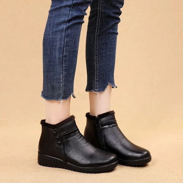 Snow Boots Women Leather Ankle Orthopedic Shoes OCWShoes
