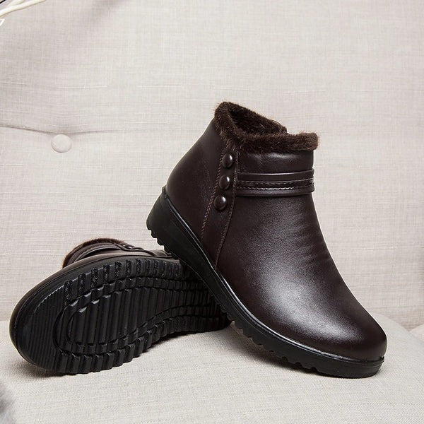 Snow Boots Women Leather Ankle Orthopedic Shoes OCWShoes