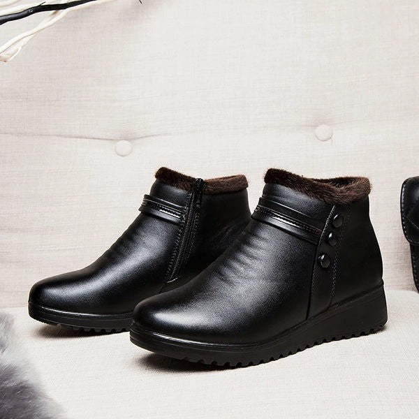Snow Boots Women Leather Ankle Orthopedic Shoes OCWShoes