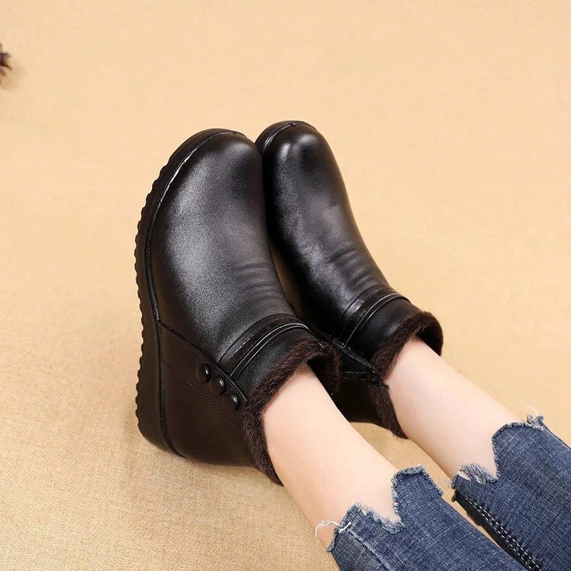Snow Boots Women Leather Ankle Orthopedic Shoes OCWShoes