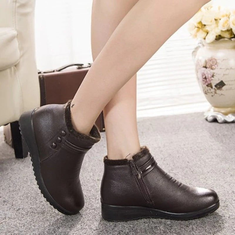 Snow Boots Women Leather Ankle Orthopedic Shoes OCWShoes