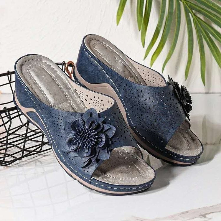 OCW Women Sandals Non-shock Arch Support Sandals 3D Flower Memory Foam Classic Summer OCWShoes
