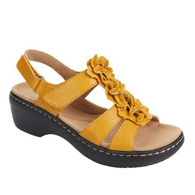 OCW Orthopedic Comfortable Sandals Women Round Toe Summer Flower Slippers OCWShoes