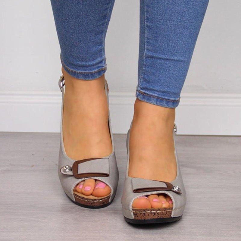 OCW Comfortable Sandals Women Retro Buckle Strap Soft Sole OCWShoes