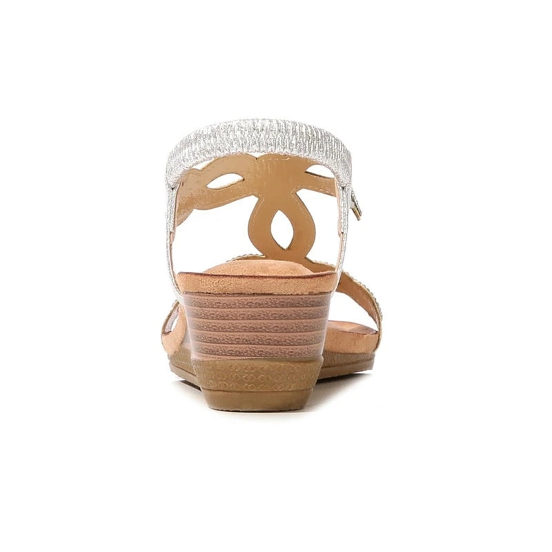 OCW Women Rhinestone Sandal Breathable Comfortable Vintage Wedge Sandal OCWShoes