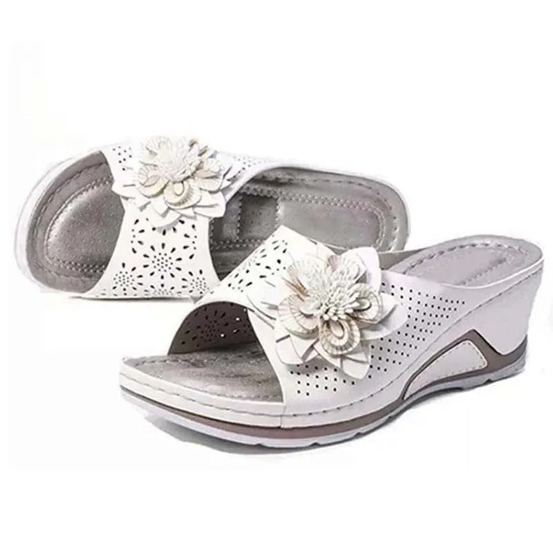 OCW Women Sandals Non-shock Arch Support Sandals 3D Flower Memory Foam Classic Summer OCWShoes