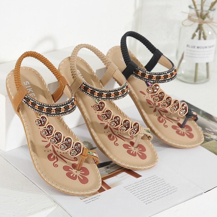 OCW Walking Women Sandals Anti-rubbing Flat Vintage Flip-flops Rubber Summer Casual OCWShoes