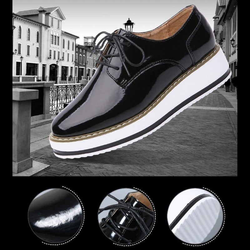 OCW Walking Shoes Women Anti-odor Wedge Oxford Shoes Leather Casual Spring Autumn