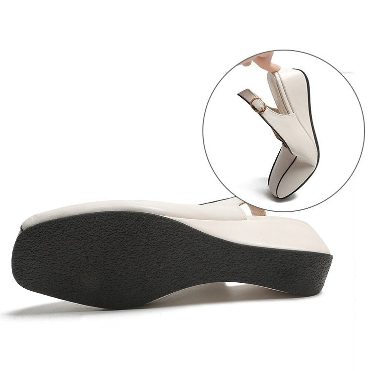 OCW Casual Sandals For Women Odorless Square Toe Sandals Leather Modern Summer Fall OCWShoes