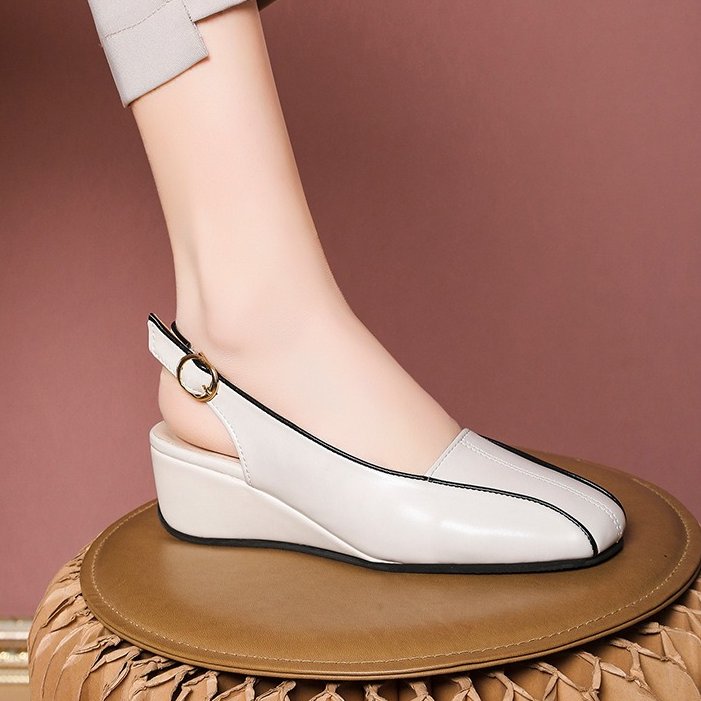 OCW Casual Sandals For Women Odorless Square Toe Sandals Leather Modern Summer Fall OCWShoes