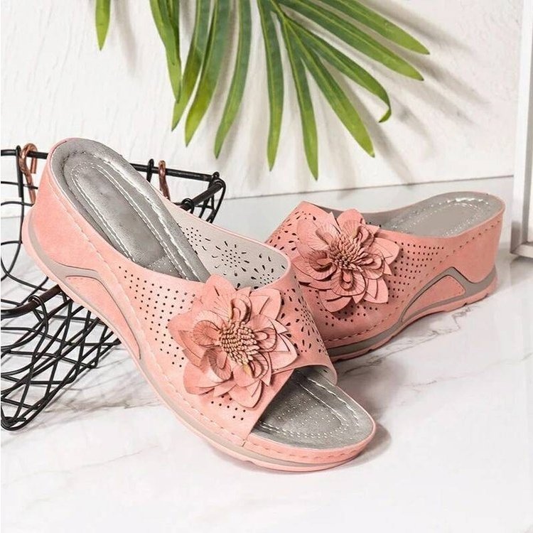 OCW Women Sandals Non-shock Arch Support Sandals 3D Flower Memory Foam Classic Summer OCWShoes