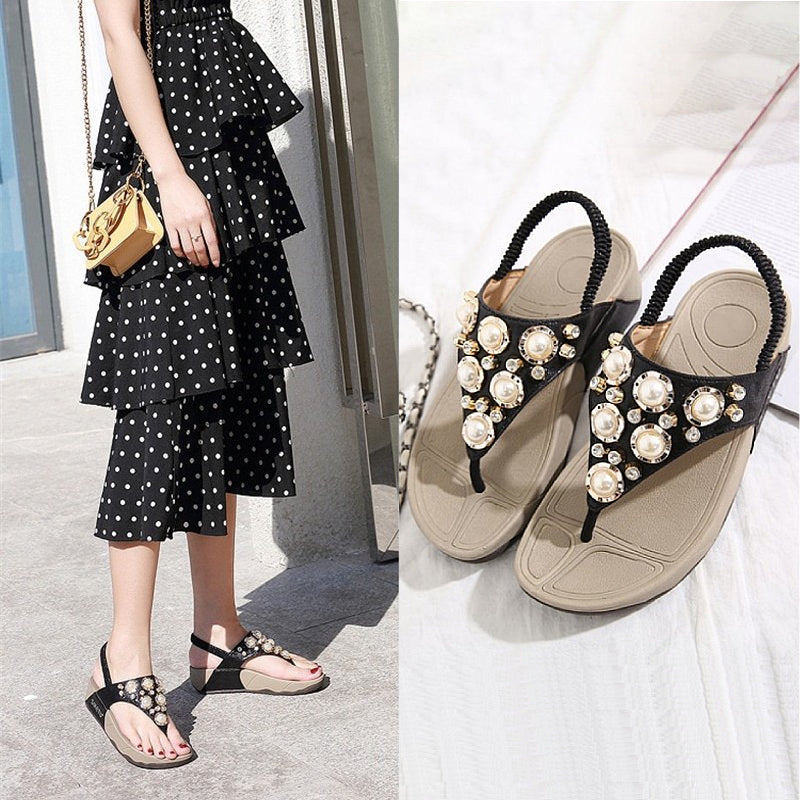 OCW Arch Support Sandals Women Breathable Rhinestone Flip-flops Durable EVA Bling Summer OCWShoes