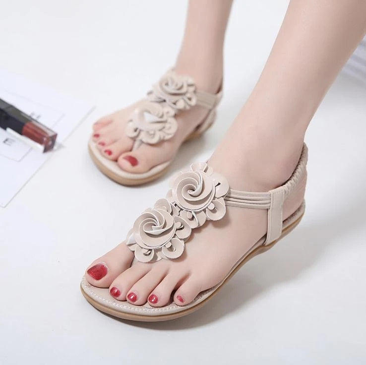 OCW Women Sandal Breathable Light Elastic Clip Toe Elegant Flower Thong Flip Flop OCWShoes