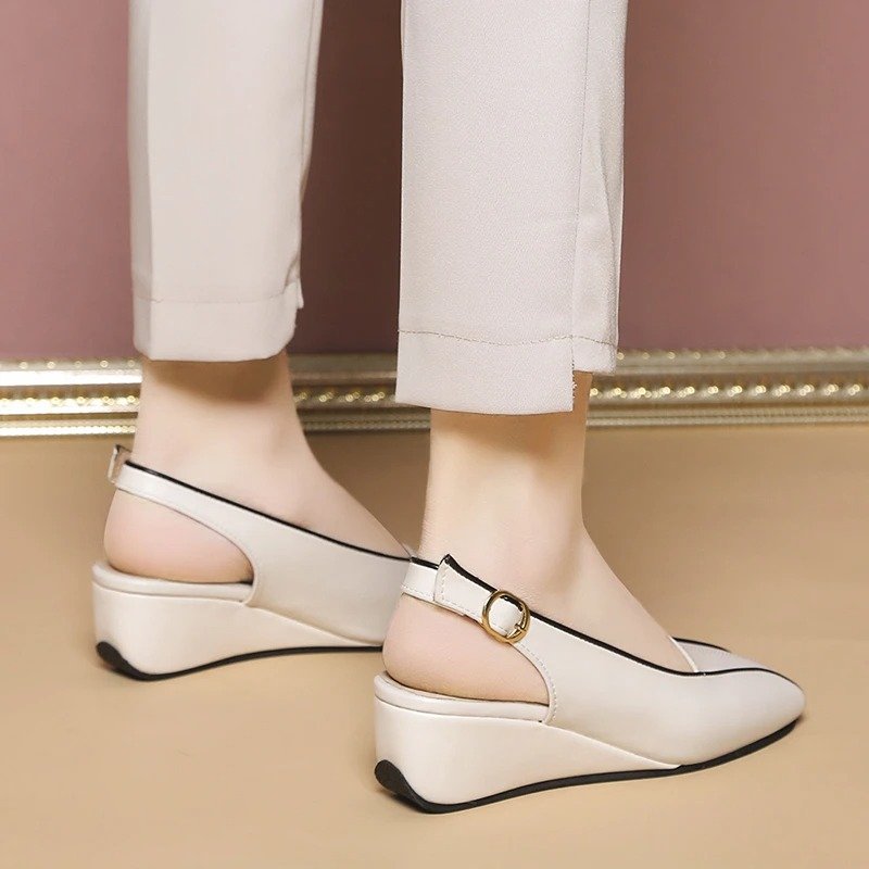 OCW Casual Sandals For Women Odorless Square Toe Sandals Leather Modern Summer Fall OCWShoes
