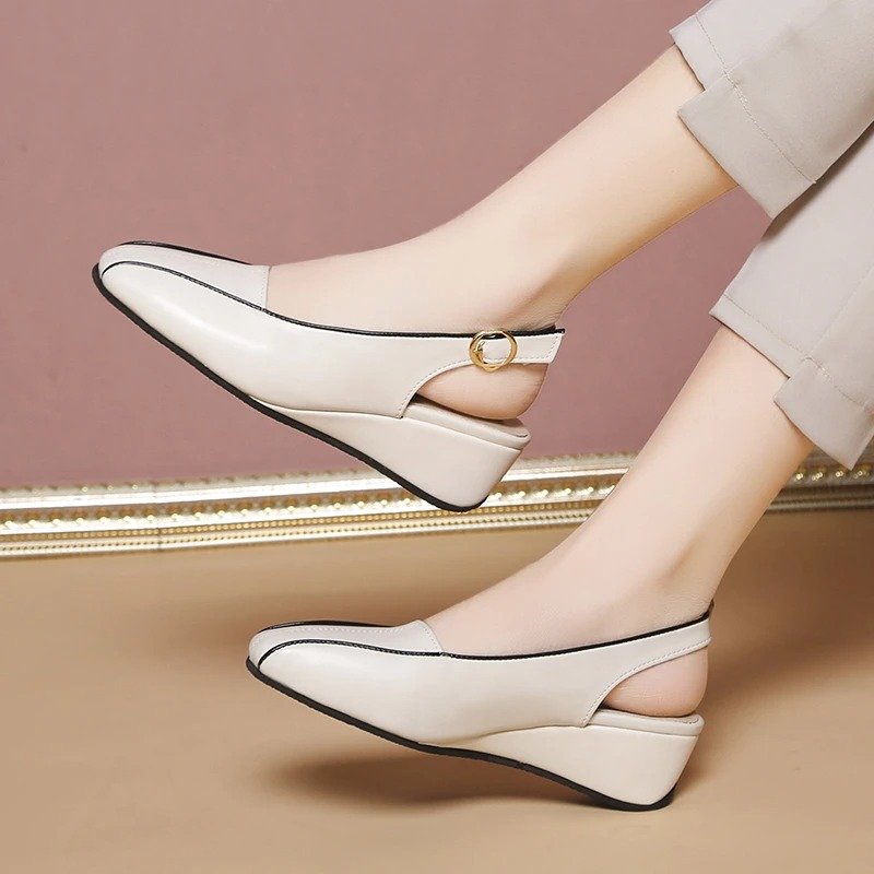 OCW Casual Sandals For Women Odorless Square Toe Sandals Leather Modern Summer Fall OCWShoes