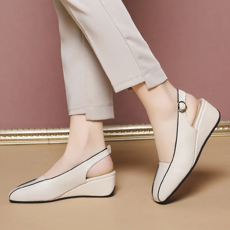 OCW Casual Sandals For Women Odorless Square Toe Sandals Leather Modern Summer Fall OCWShoes