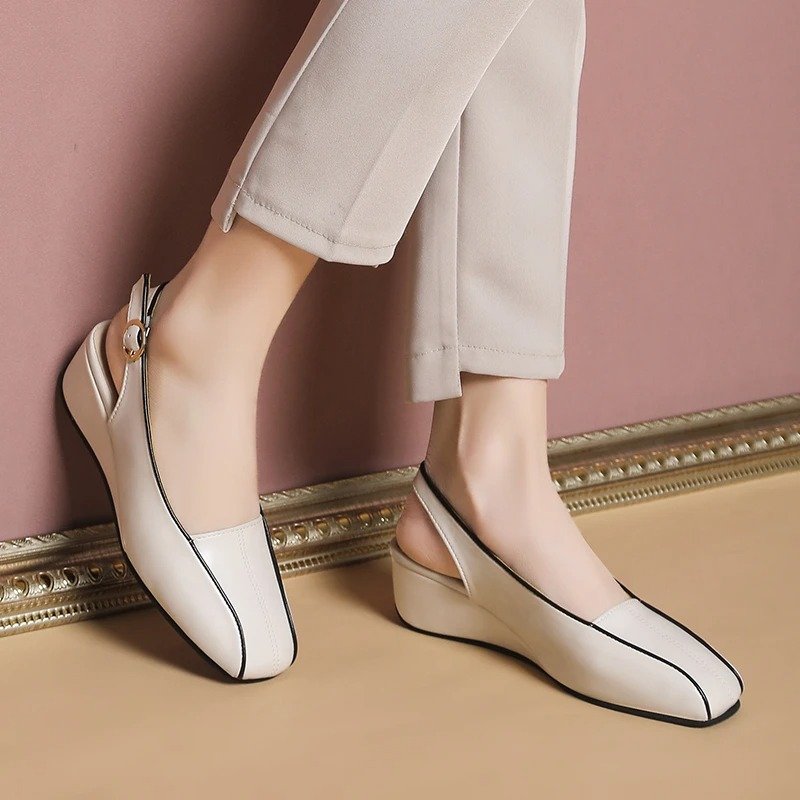 OCW Casual Sandals For Women Odorless Square Toe Sandals Leather Modern Summer Fall OCWShoes