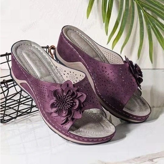 OCW Women Sandals Non-shock Arch Support Sandals 3D Flower Memory Foam Classic Summer OCWShoes