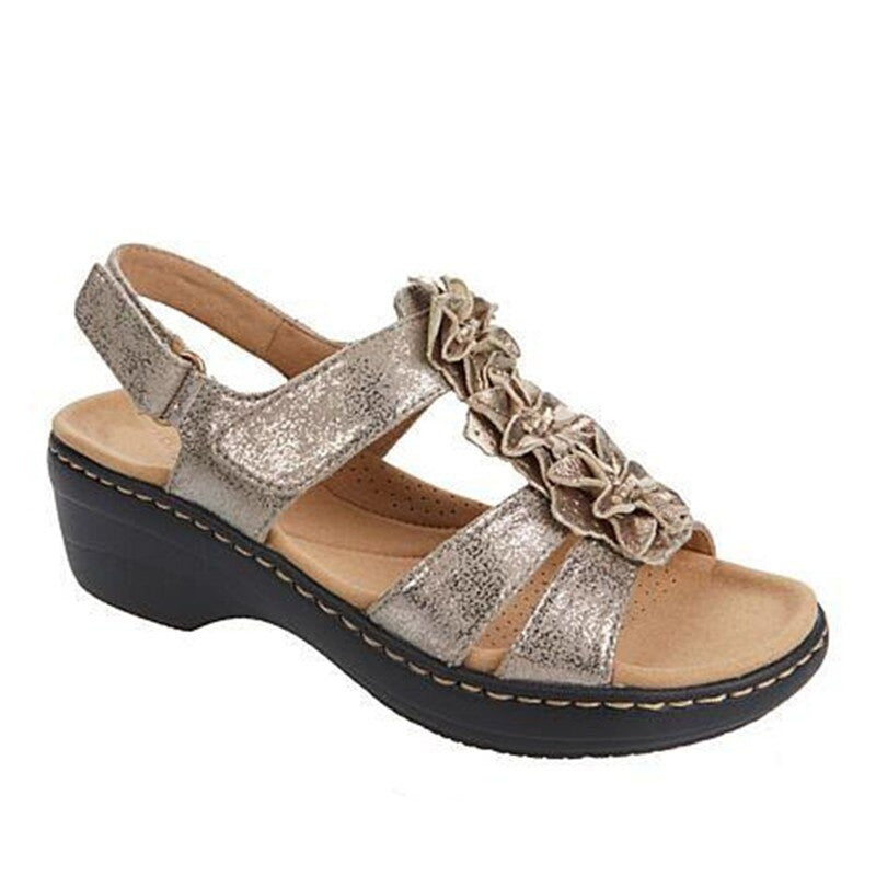 OCW Orthopedic Comfortable Sandals Women Round Toe Summer Flower Slippers OCWShoes
