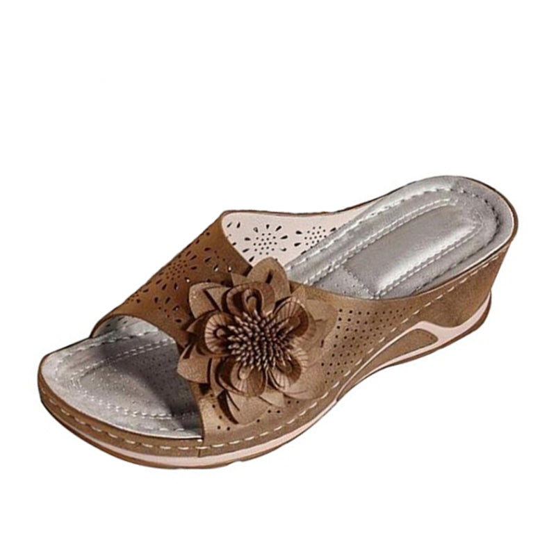 OCW Women Sandals Non-shock Arch Support Sandals 3D Flower Memory Foam Classic Summer OCWShoes