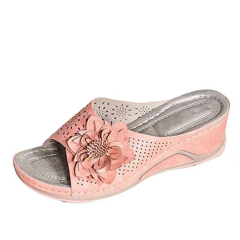 OCW Women Sandals Non-shock Arch Support Sandals 3D Flower Memory Foam Classic Summer OCWShoes