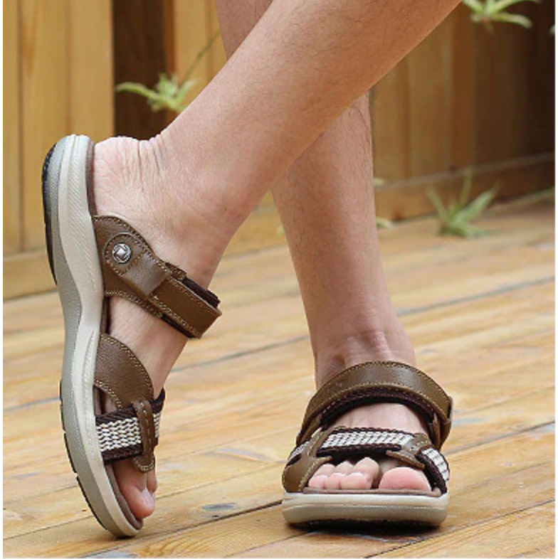 OCW Orthopedic Men Sandals Arch Support High-quality Leather Elastic Strap OCWShoes