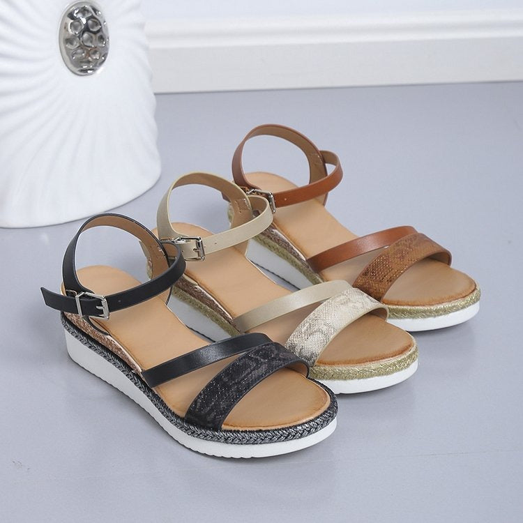 OCW Orthopedic Women Dress Sandals Comfortable Arch Support Elegant Snake Print Pattern OCWShoes