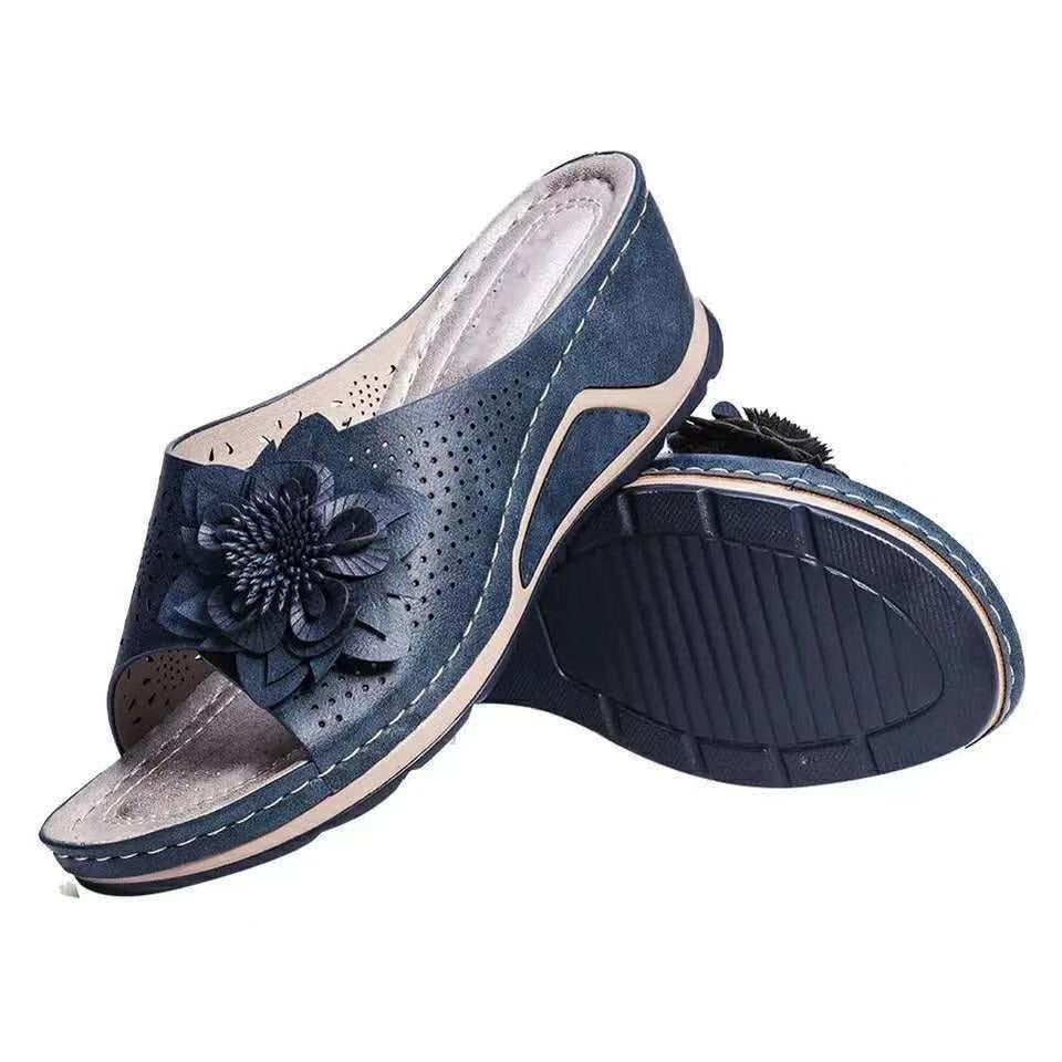 OCW Women Sandals Non-shock Arch Support Sandals 3D Flower Memory Foam Classic Summer OCWShoes