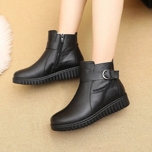 OCW Orthopedic Women Boot Waterproof Leather Made Super Warm Fur Winter AntiSlip Ankle Boots OCWShoes