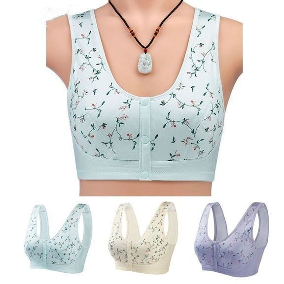 Fron Button Bra OCW Cotton Floral Convenient Front Button Bra – OCWShoes