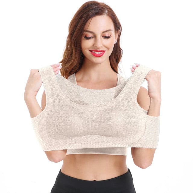 OCW Women Bra Yoga Mesh Wirefree Seamless Removable Cup Breathable Push Up Lovely Plus Size M-7XL