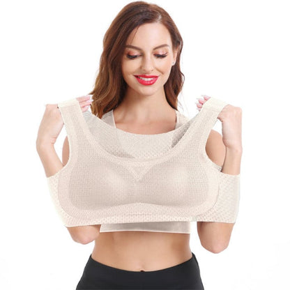 OCW Women Bra Yoga Mesh Wirefree Seamless Removable Cup Breathable Push Up Lovely Plus Size M-7XL