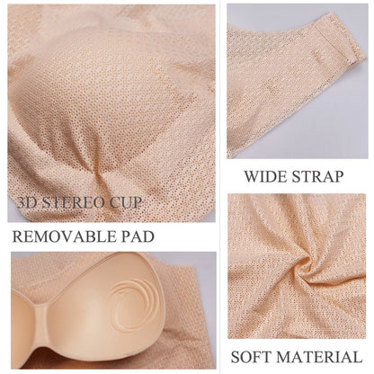 OCW Women Bra Yoga Mesh Wirefree Seamless Removable Cup Breathable Push Up Lovely Plus Size M-7XL