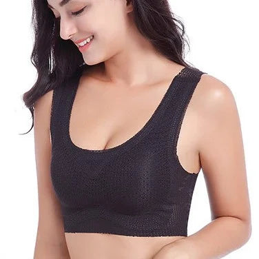 OCW Women Bra Yoga Mesh Wirefree Seamless Removable Cup Breathable Push Up Lovely Plus Size M-7XL