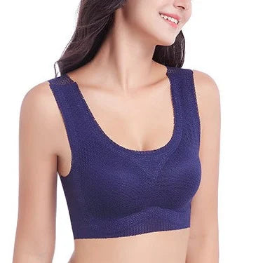 OCW Women Bra Yoga Mesh Wirefree Seamless Removable Cup Breathable Push Up Lovely Plus Size M-7XL