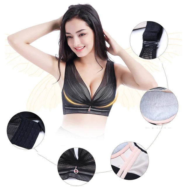 OCW Bra Jewel Full Cup Deep Vest Style Seamless Zero Compression Push Up Big Size Lingerie