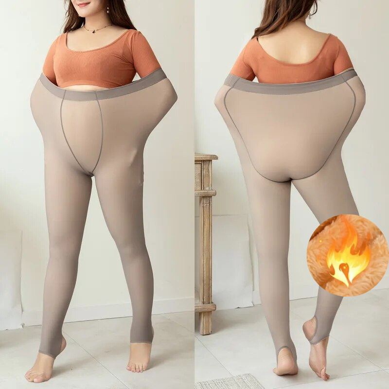Thermal Stockings Woman Warm Plus Size Insulated Tights Fleece Translucent Legging