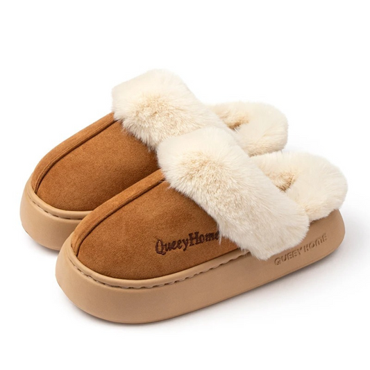 OCW Winter Women Winter Slippers Flat-Bottomed Plush Commute Cozy Indoor-Outdoor