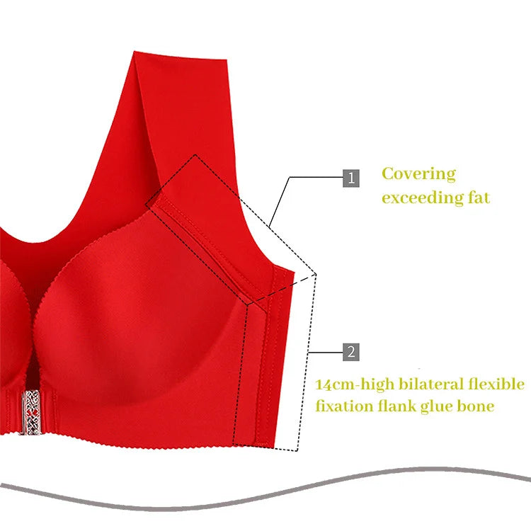 OCW Bra Wireless Jewel Front Buckle Seamless Pad Breathable Enhancing Split Big Size Lingerie