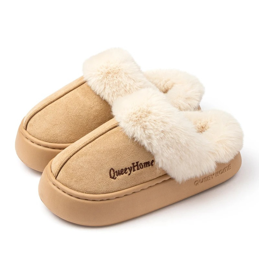 OCW Winter Women Winter Slippers Flat-Bottomed Plush Commute Cozy Indoor-Outdoor